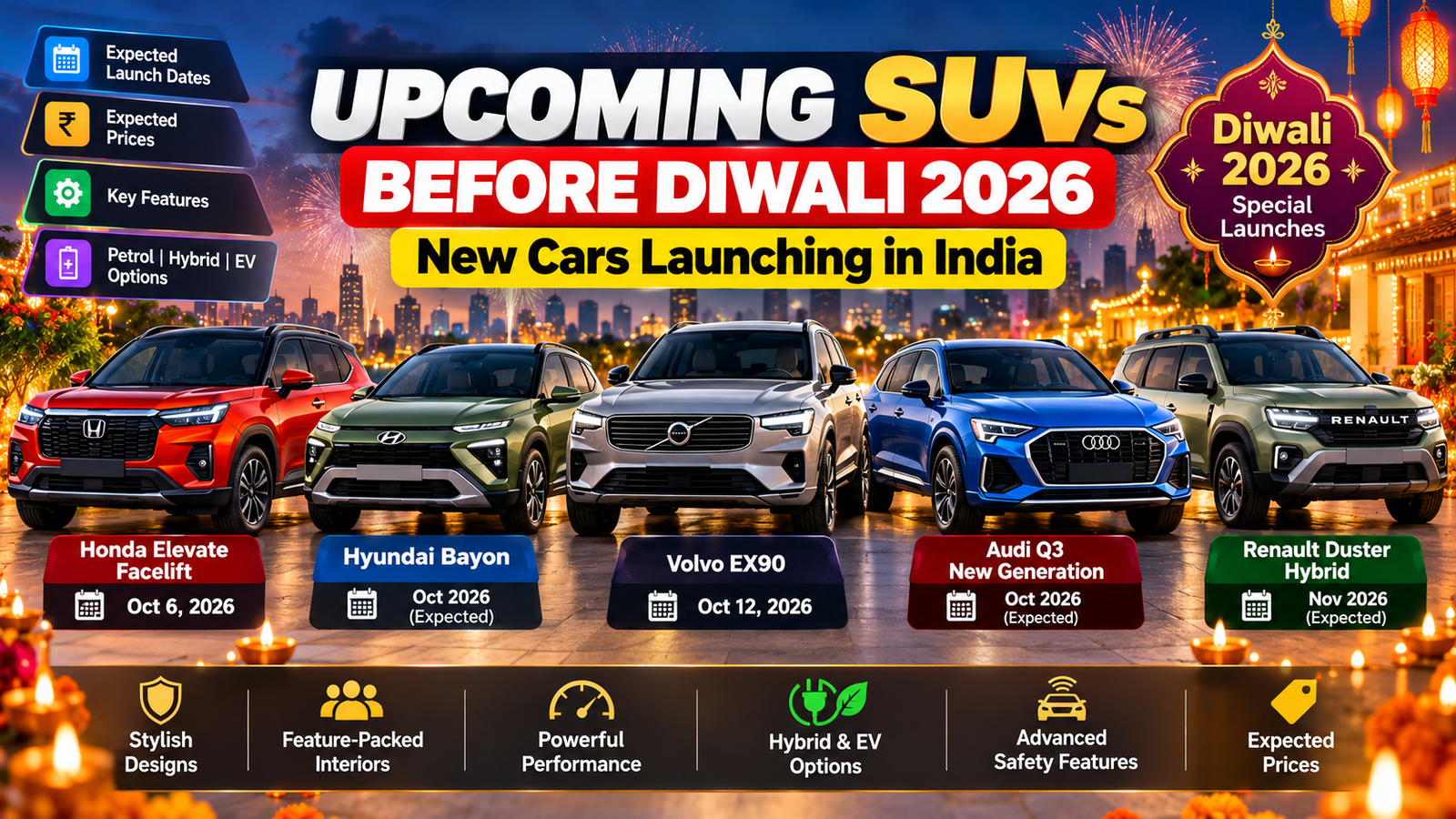 Upcoming SUVs Before Diwali 2026: New Cars Launching in India